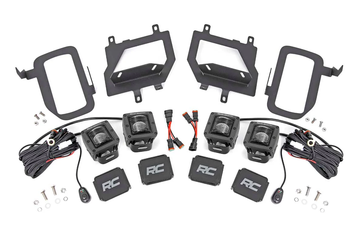 LED Light | Fog Mount | Dual 2" Black Pairs | SAE | Ford F-150 | 2015-2017 | Rough Country | 70831