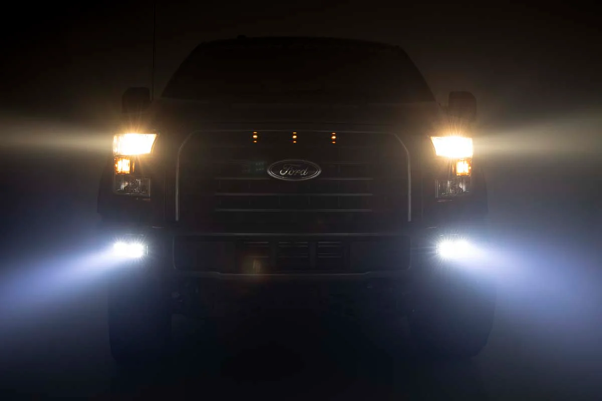 LED Light | Fog Mount | Dual 2" Black Pairs | SAE | Ford F-150 | 2015-2017 | Rough Country | 70831 - Image 3