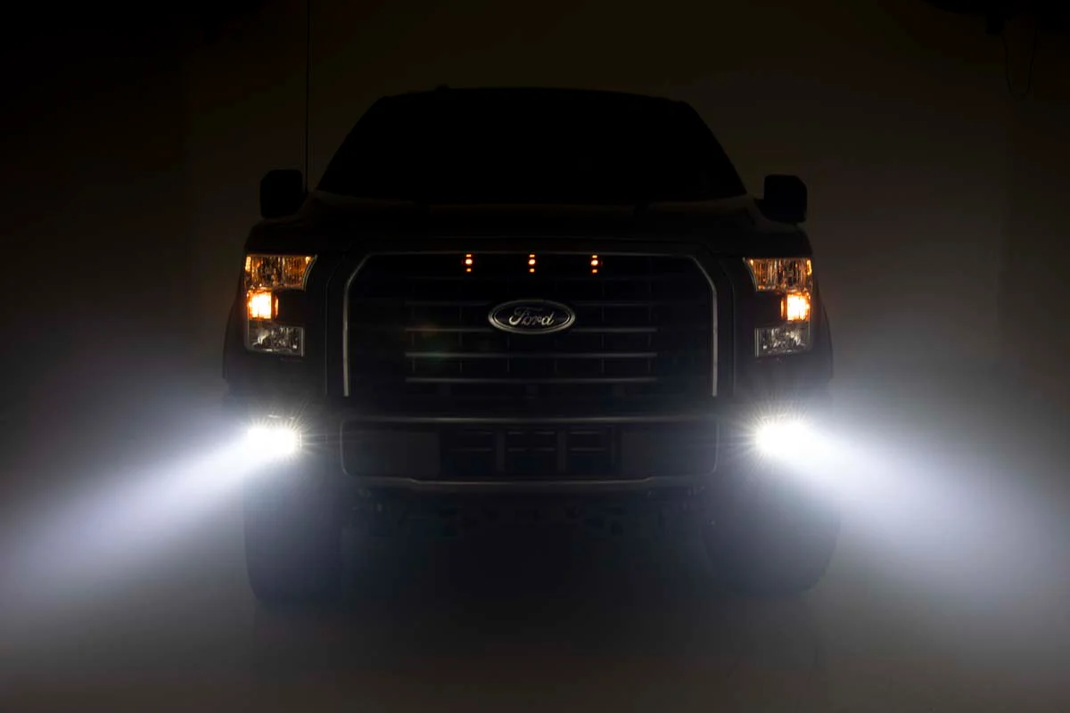 LED Light | Fog Mount | Dual 2" Black Pairs | Spot | Ford F-150 | 2015-2017 | Rough Country | 70832 - Image 5