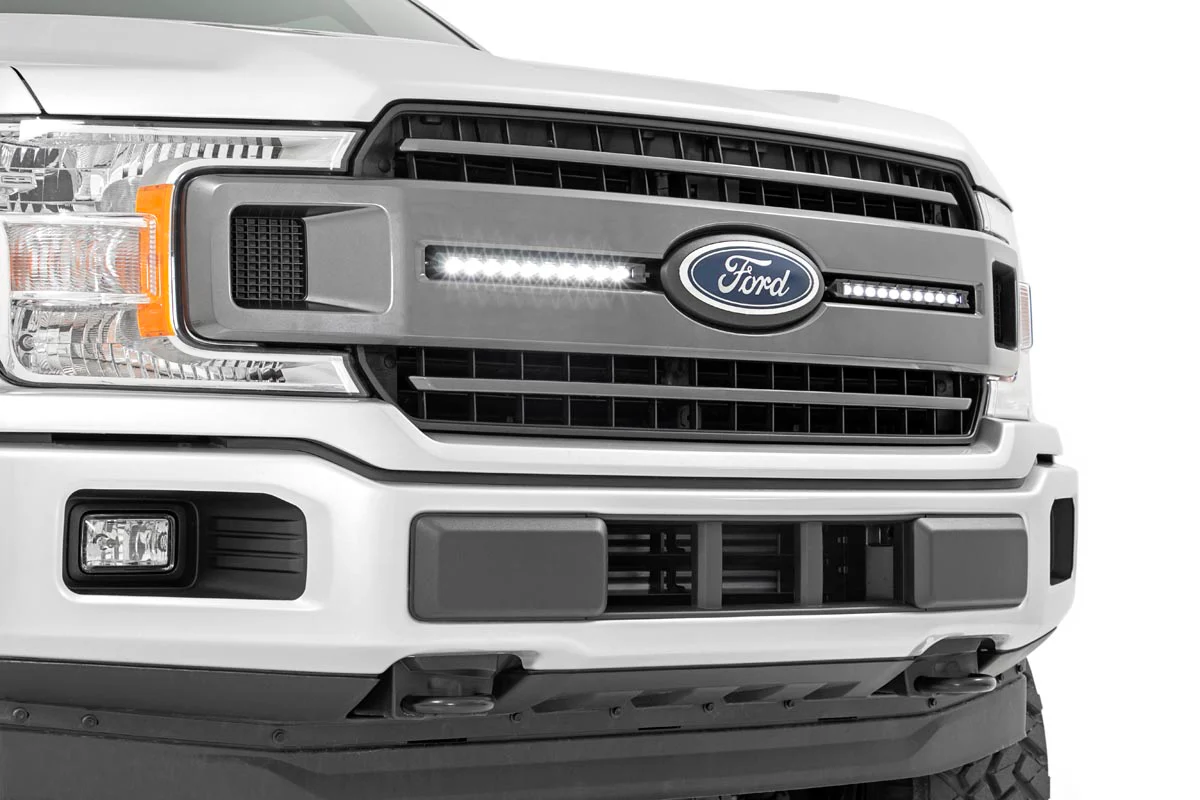 LED Light | Grille Mount | 10" Chrome Slimline Pair | Ford F-150 | 2018-2020 | Rough Country | 70809 - Image 5