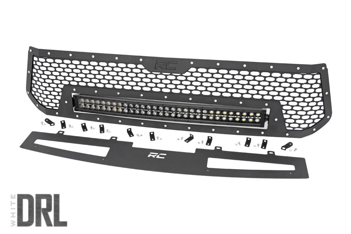 Mesh Grille | 30" Dual Row LED | Black | White DRL | Toyota Tundra | 2014-2017 | Rough Country | 70225