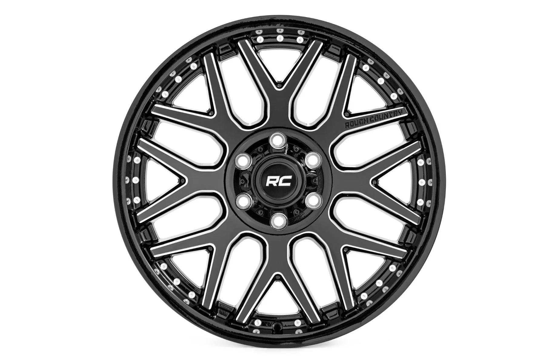 Rough Country 95 Series Wheel | One-Piece | Gloss Black Machined | 20x10 | 8x6.5 | -19mm | 1988-2000 |  95201010M - Image 2